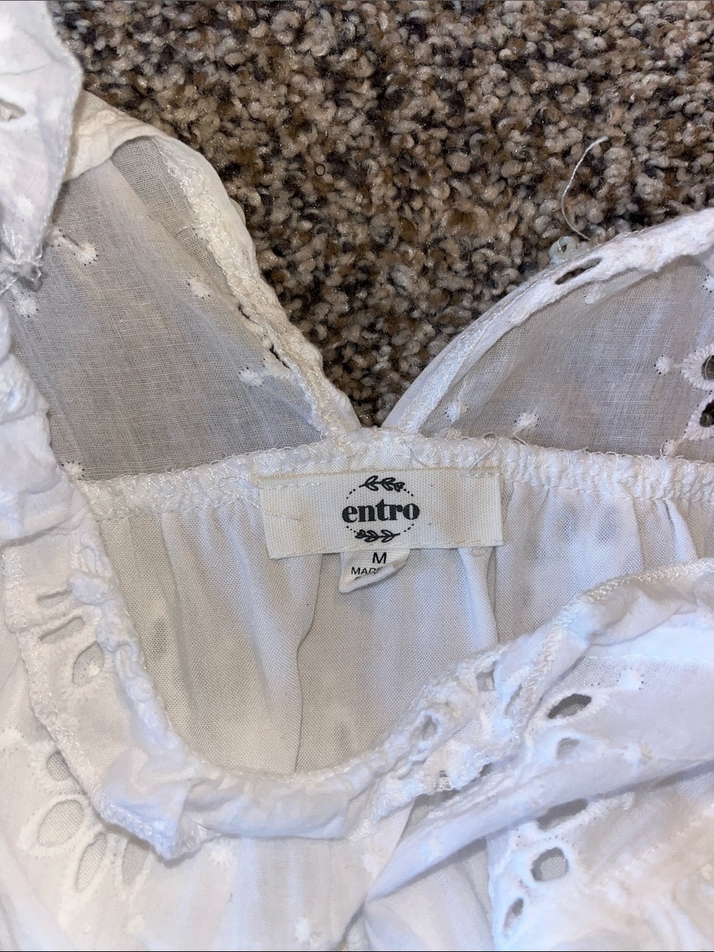 Entro White Eyelet Ruffle Mini Dress Medium - Picture 16 of 16